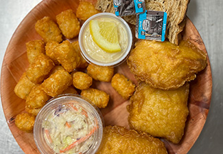 Enjoy our delicious fish fry from Pineland Grille at the Pineland Camping Park in Big Flats, WI